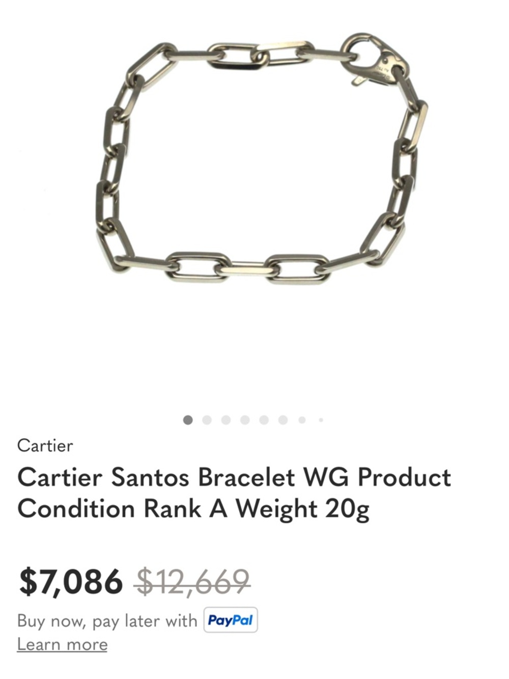 Cartier Santos White Gold Link Bracelet - Polished White-Silver Tone